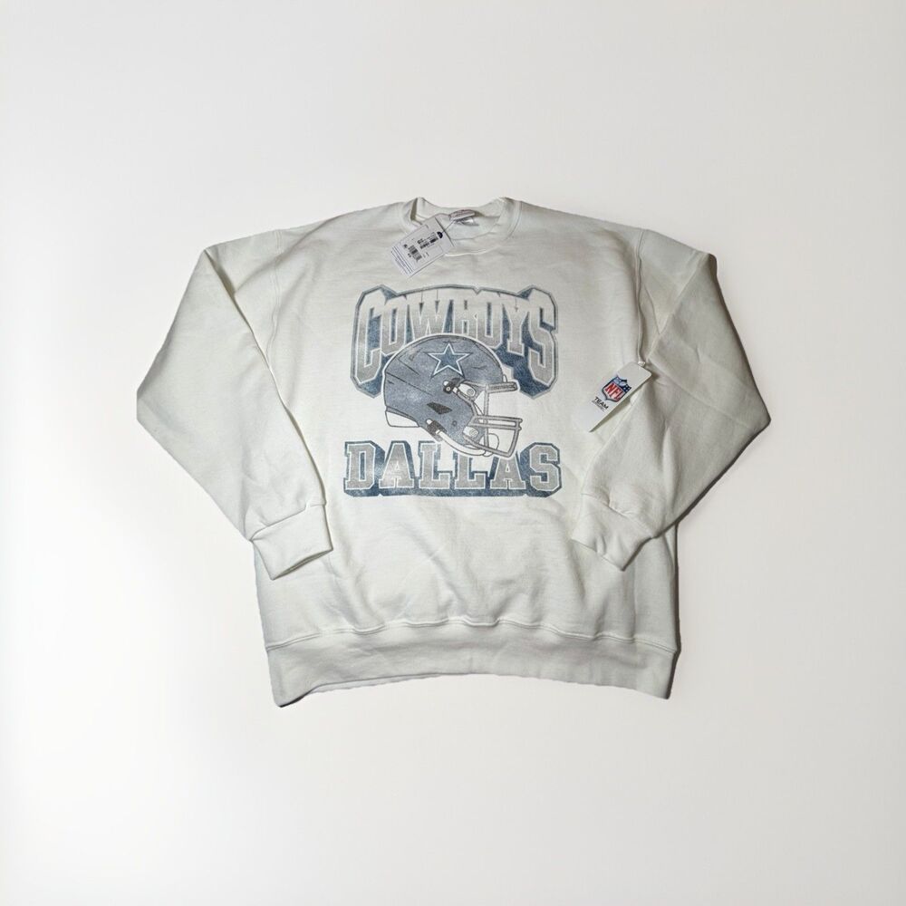 NWT Vintage Style Dallas Cowboys Champion Crewneck Sweatshirt White Size Large